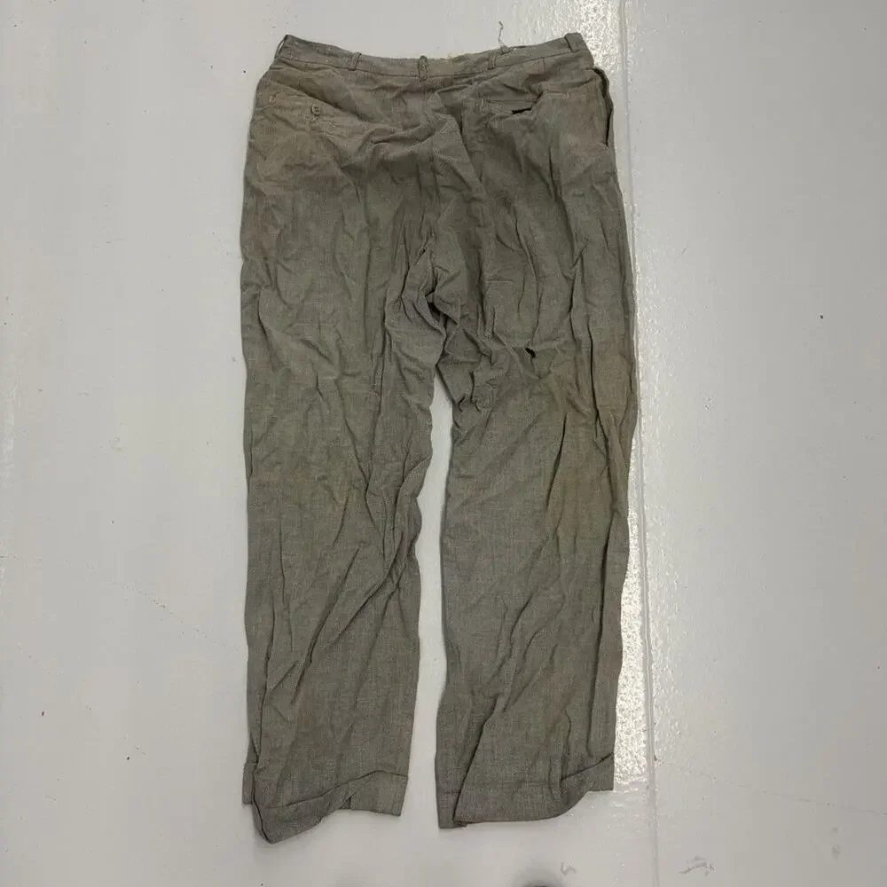 Vintage 50s Loeb's Green Distressed Rayon Trousers 33x28